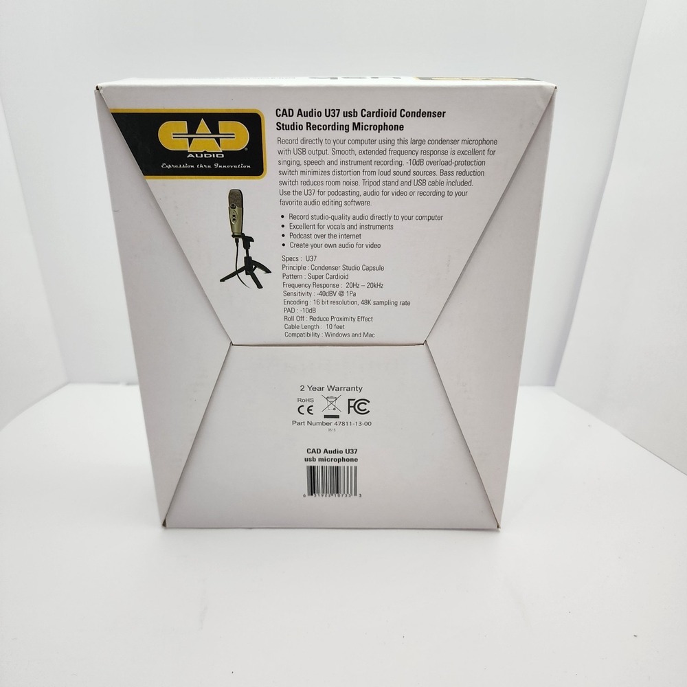 CAD U37 USB Condenser Microphone Champagne Studio Recording Mic w/ Stand - Picture 5 of 7